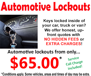 Winnipeg area Auto Car lockouts from only $65.00!